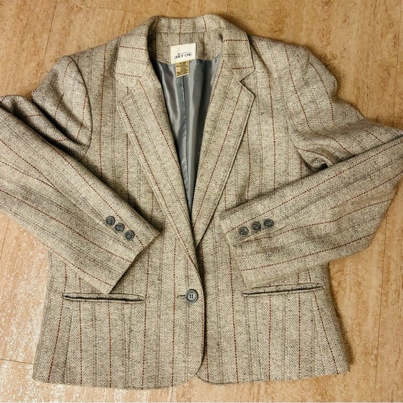 Blazer Astor One Wool blend women’s Buisness grey brown striped lined size 10 - Picture 9 of 9
